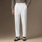 Dress Pants Pleated Front Cuffed Hem in White – Tarlano Premium Menswear