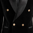 Velvet Tuxedo Jacket Shawl Lapel Black – Fabric and Detail Close-Up
