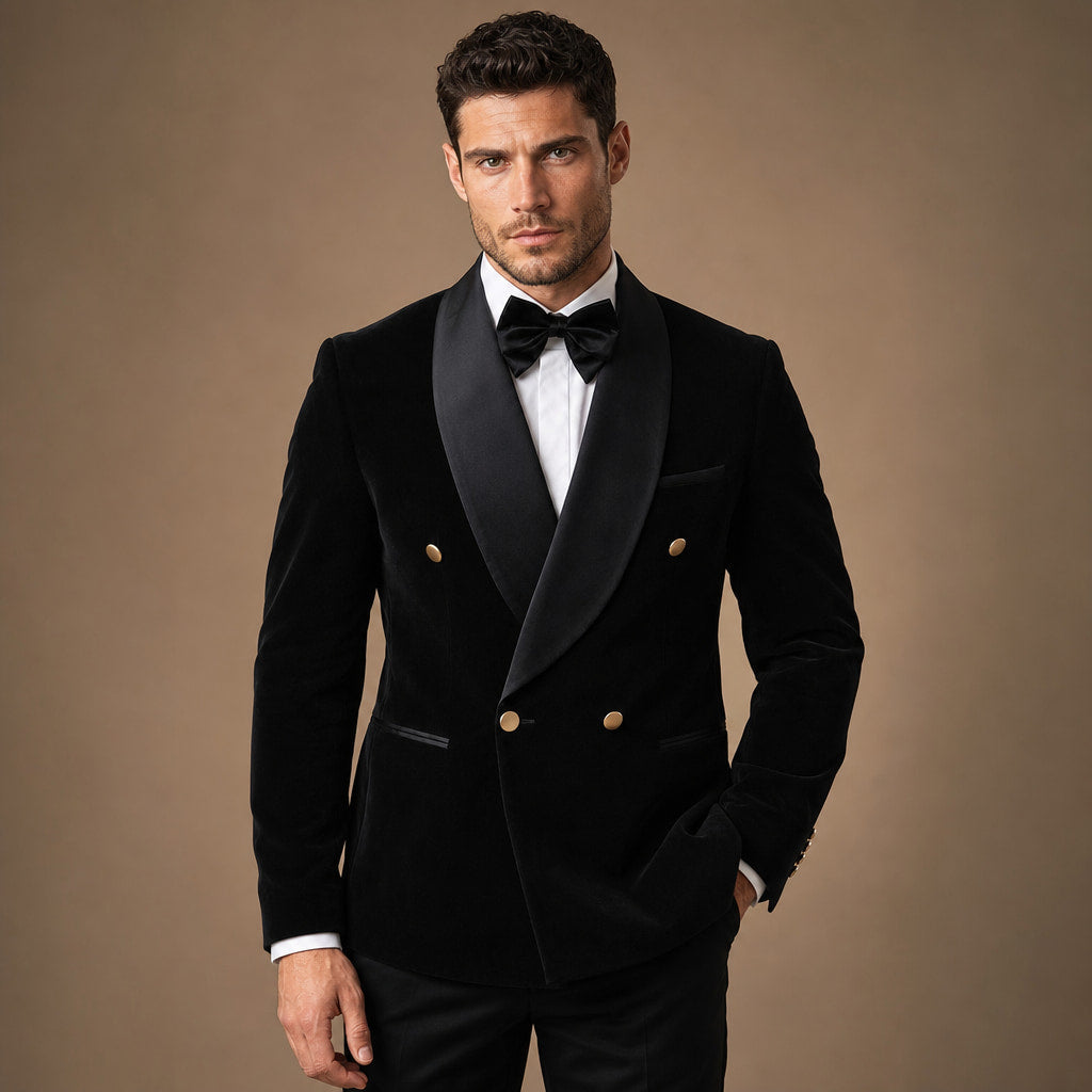 Velvet Tuxedo Jacket Shawl Lapel Black – Full Look