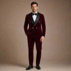 Velvet Tuxedo Jacket Shawl Lapel in Burgundy – Tarlano Premium Menswear