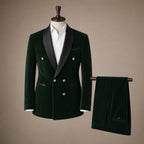Velvet Tuxedo Jacket Shawl Lapel Dark Green – Product Photo