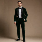 Velvet Tuxedo Jacket Shawl Lapel in Dark Green – Tarlano Premium Menswear
