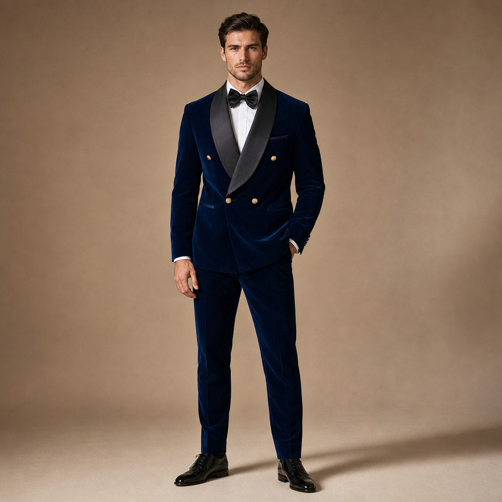 Velvet Tuxedo Jacket Shawl Lapel in Navy – Tarlano Premium Menswear