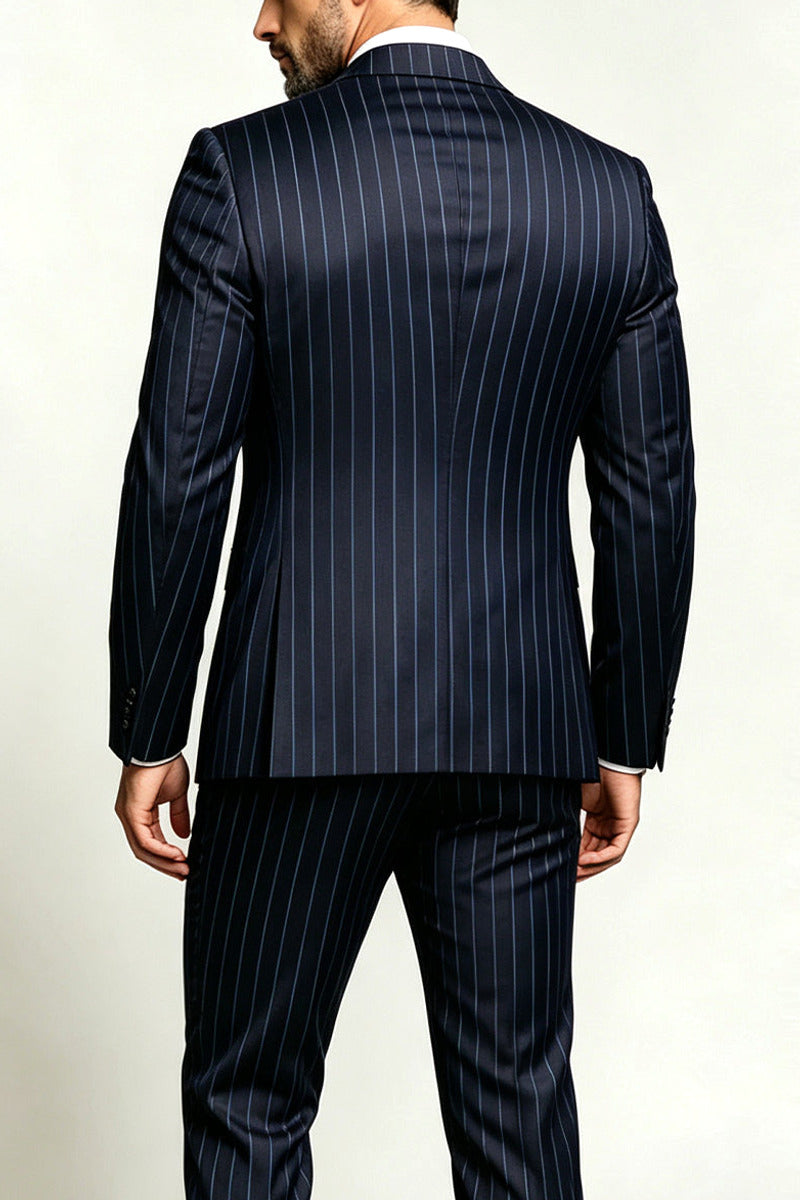 Velmaro | Striped Suit Single Breasted Blue – Styled Editorial Shot