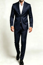 Velmaro | Striped Suit Single Breasted Blue – Product Photo