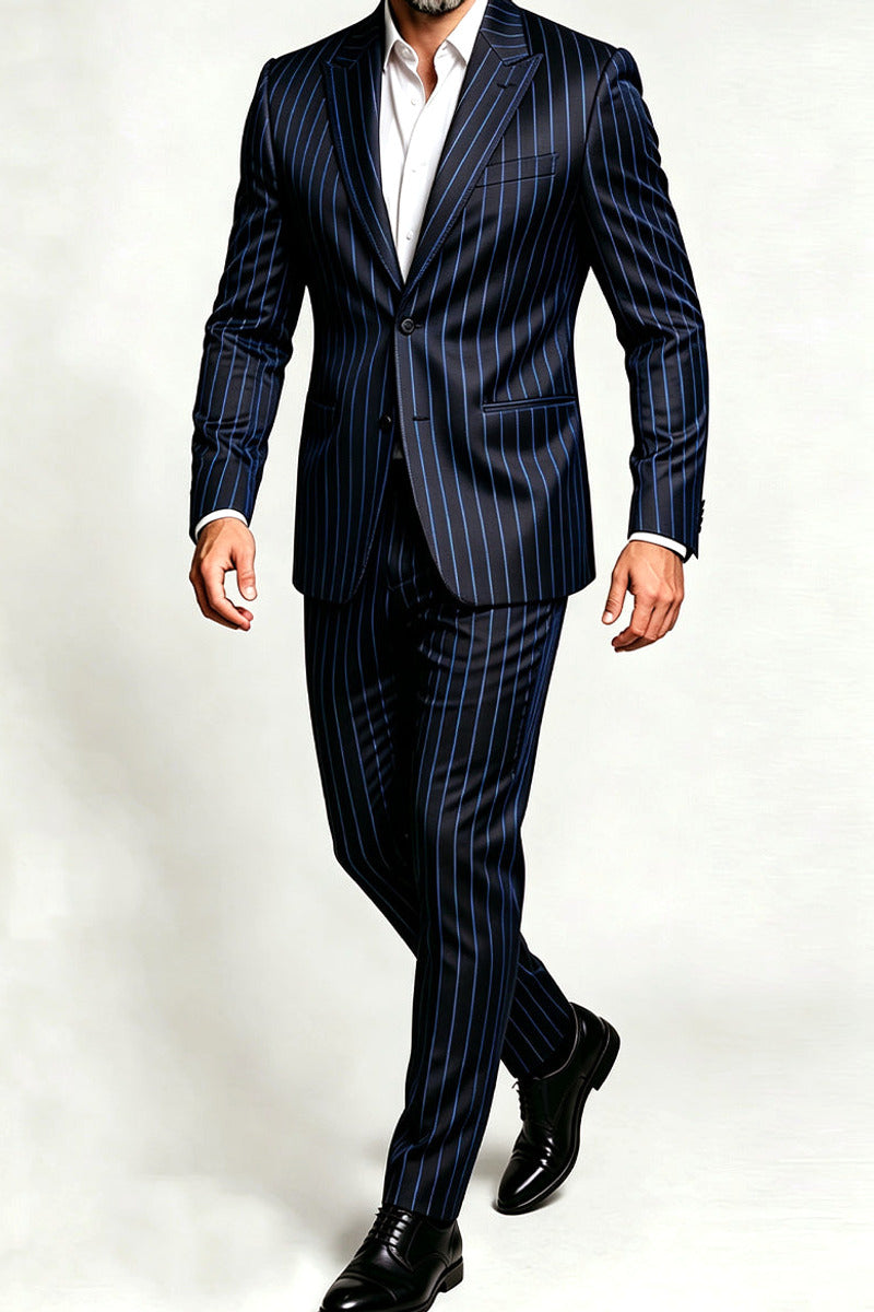 Velmaro | Striped Suit Single Breasted Blue – Premium Editorial
