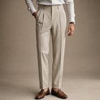 Pleated Trouser Cuffed Hem Khaki – Product Photo