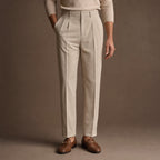 Pleated Trouser Cuffed Hem in Khaki – Tarlano Premium Menswear