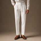 Pleated Trouser Cuffed Hem White – Product Photo