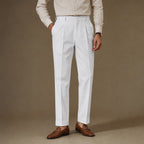Pleated Trouser Cuffed Hem in White – Tarlano Premium Menswear