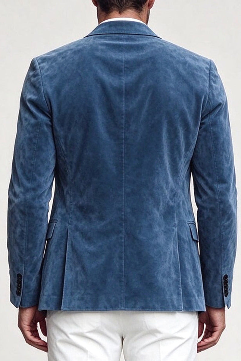 Velsor | Suede Blazer Single Breasted Blue – Styled Editorial Shot