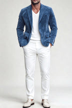 Velsor | Suede Blazer Single Breasted Blue – Product Photo