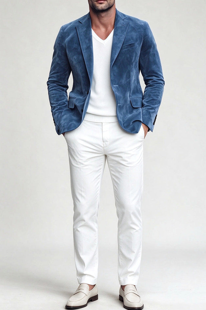Velsor | Suede Blazer Single Breasted Blue – Product Photo