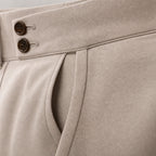 Dress Pants Pleated Front Slim Fit Beige – Fabric and Detail Close-Up