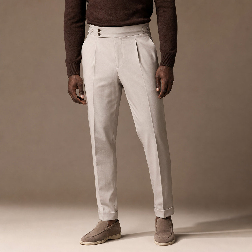 Dress Pants Pleated Front Slim Fit Beige – Product Photo
