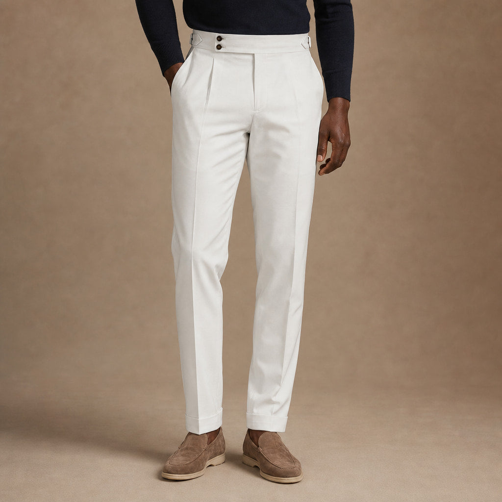 Dress Pants Pleated Front Slim Fit Ivory – Product Photo