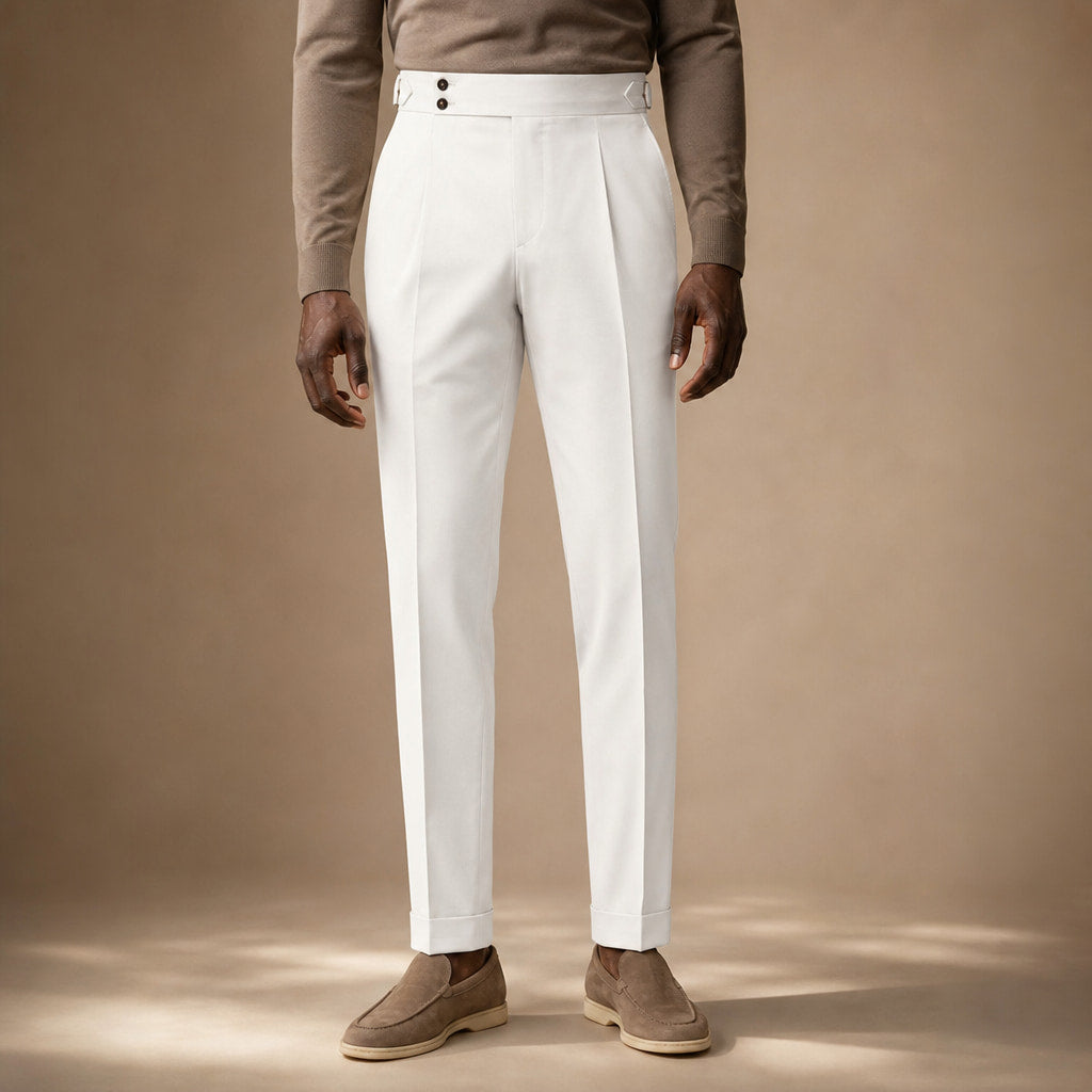 Dress Pants Pleated Front Slim Fit in Ivory – Tarlano Premium Menswear