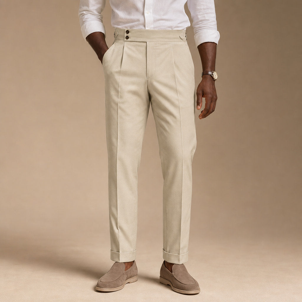 Dress Pants Pleated Front Slim Fit Khaki – Product Photo