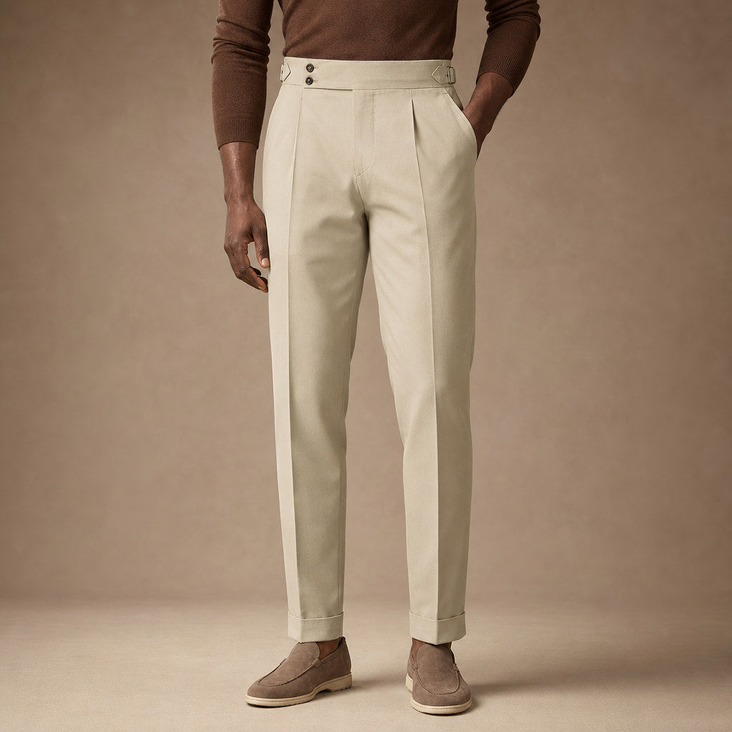 Dress Pants Pleated Front Slim Fit in Khaki – Tarlano Premium Menswear