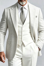 Veltran | Three Piece Suit Houndstooth White – Premium Editorial