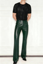 Verdano | Flared Leather Trousers Forest Green – Premium Editorial