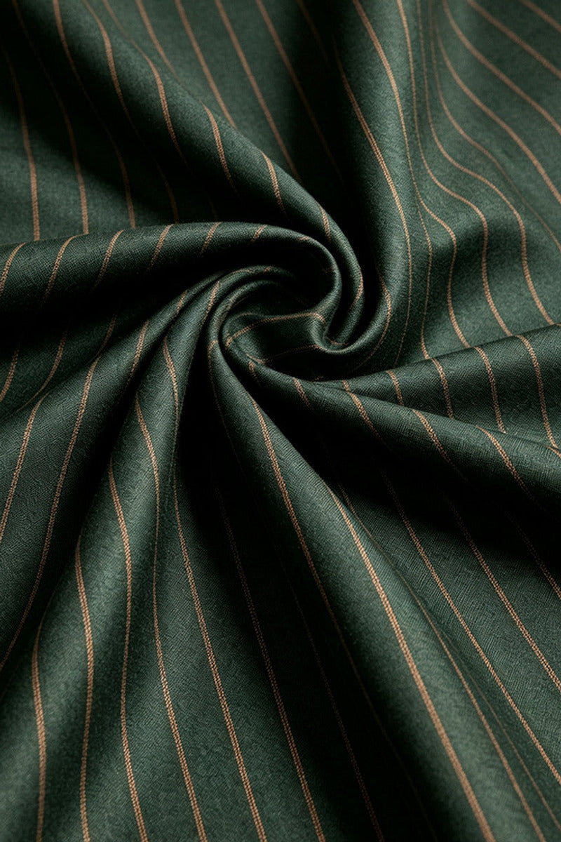 Verdell | Double Breasted Suit Pinstripe Forest Green – Product Photo