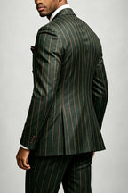Verdell | Double Breasted Suit Pinstripe Forest Green – Product Photo