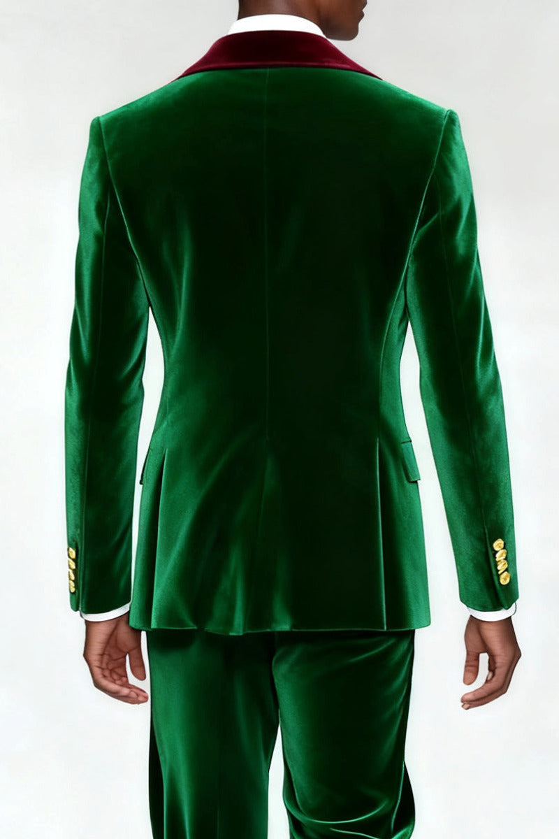 Verlan | Double Breasted Suit Velvet Green – Styled Editorial Shot