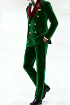 Verlan | Double Breasted Suit Velvet Green – Premium Editorial
