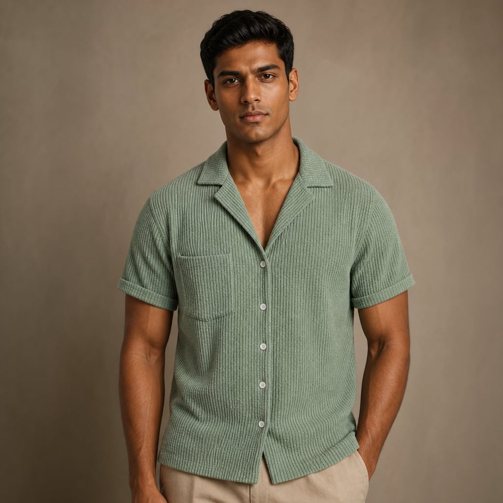 Waffle Knit Button-Down Shirt Shop in Sage – Tarlano Premium Menswear