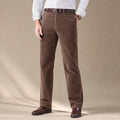 High Waisted Pants Corduroy Straight Leg Coffee Brown – Product Photo