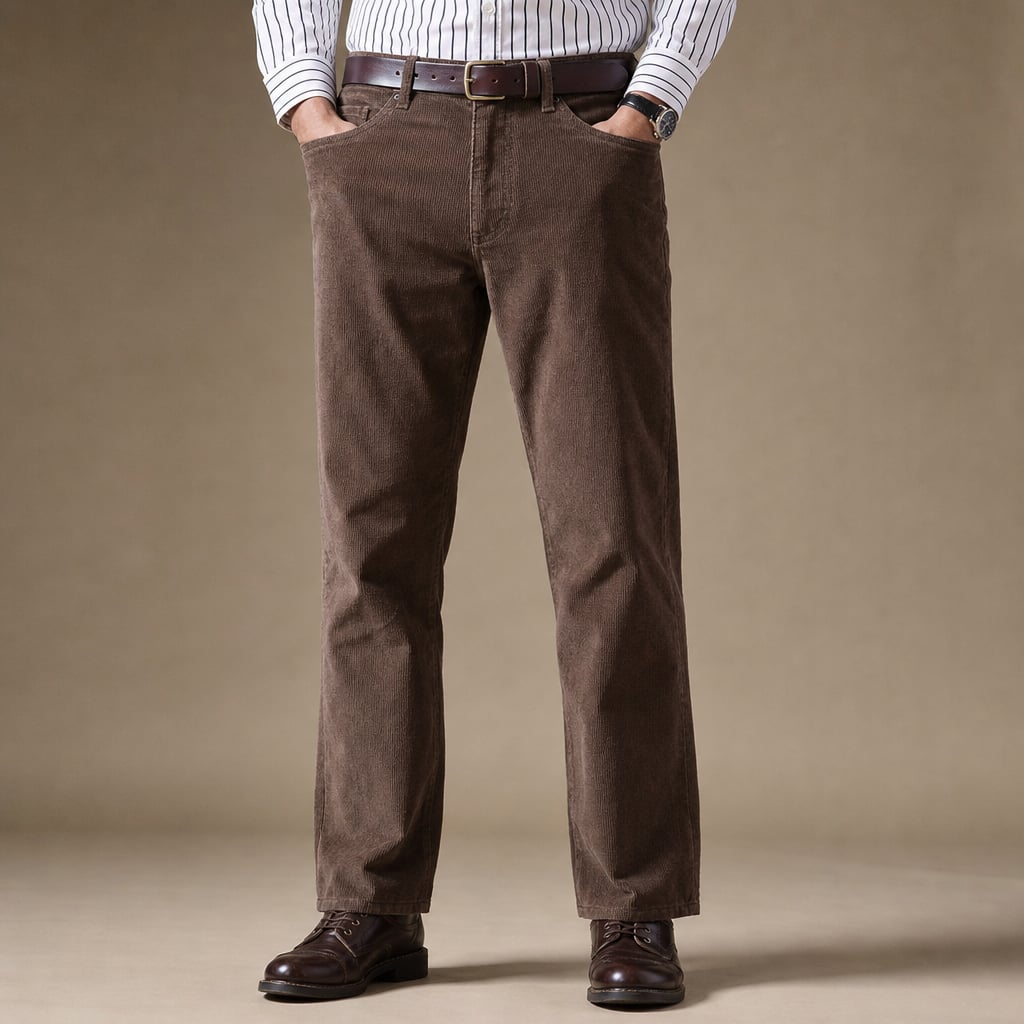 High Waisted Pants Corduroy Straight Leg in Coffee Brown – Tarlano Premium Menswear