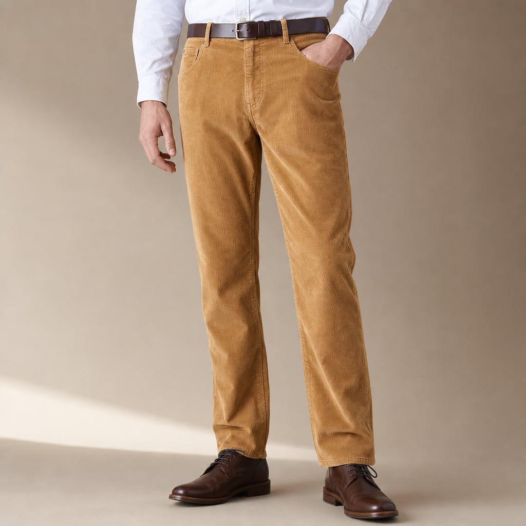 High Waisted Pants Corduroy Straight Leg Honey Tan – Product Photo
