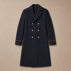 Warhaven Dark blue Double-Breasted Longline Coat For Men Blue – Flat Lay Product Photo