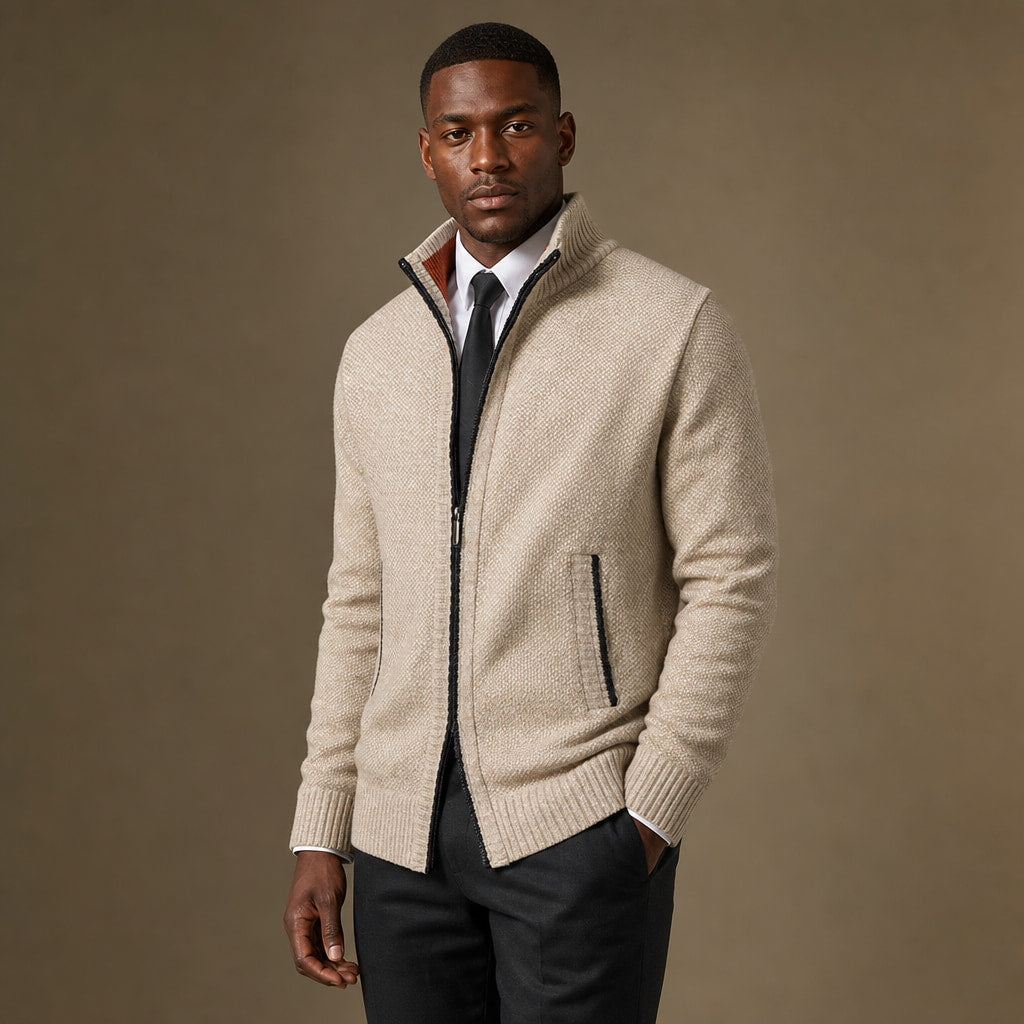 Westbrook Knit Hoodie Beige – Side Angle View