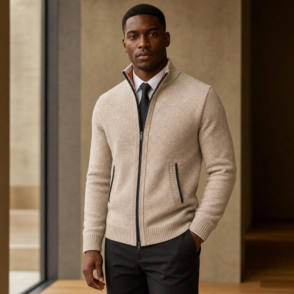 Westbrook Knit Hoodie Beige – Styled Editorial Shot