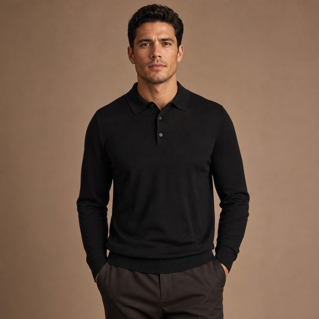 Wetherby Wool Polo Black – Product Photo