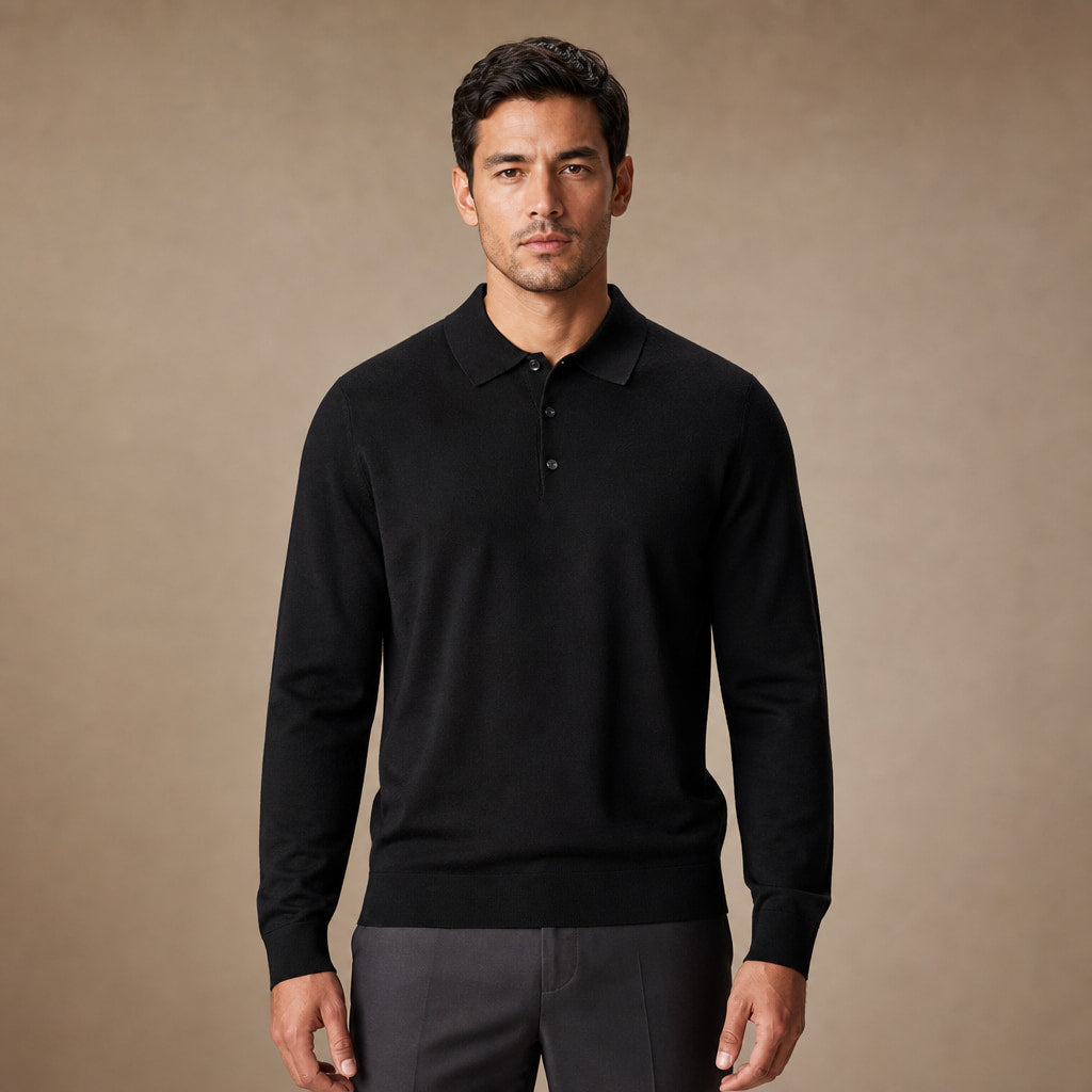 Wetherby Wool Polo in Black – Tarlano Premium Menswear