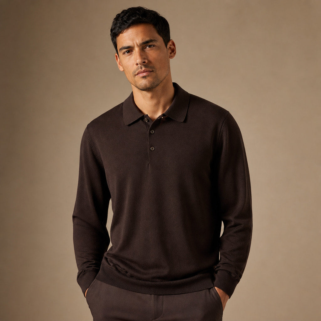 Wetherby Wool Polo Dark Brown – Product Photo