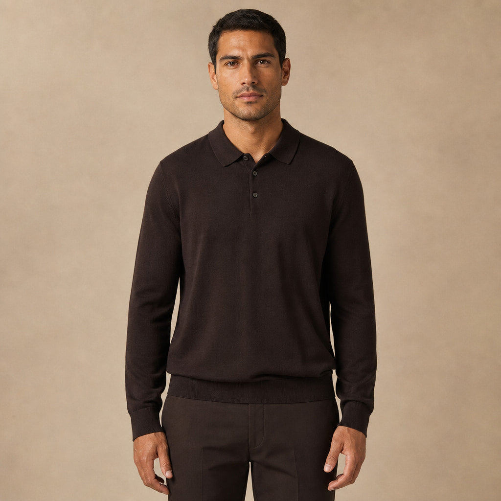 Wetherby Wool Polo in Dark Brown – Tarlano Premium Menswear