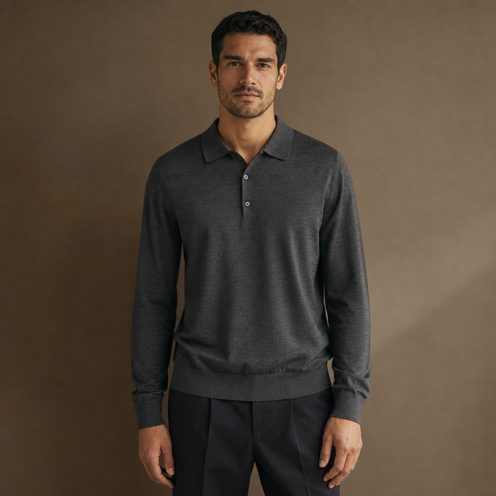 Wetherby Wool Polo in Graphite – Tarlano Premium Menswear