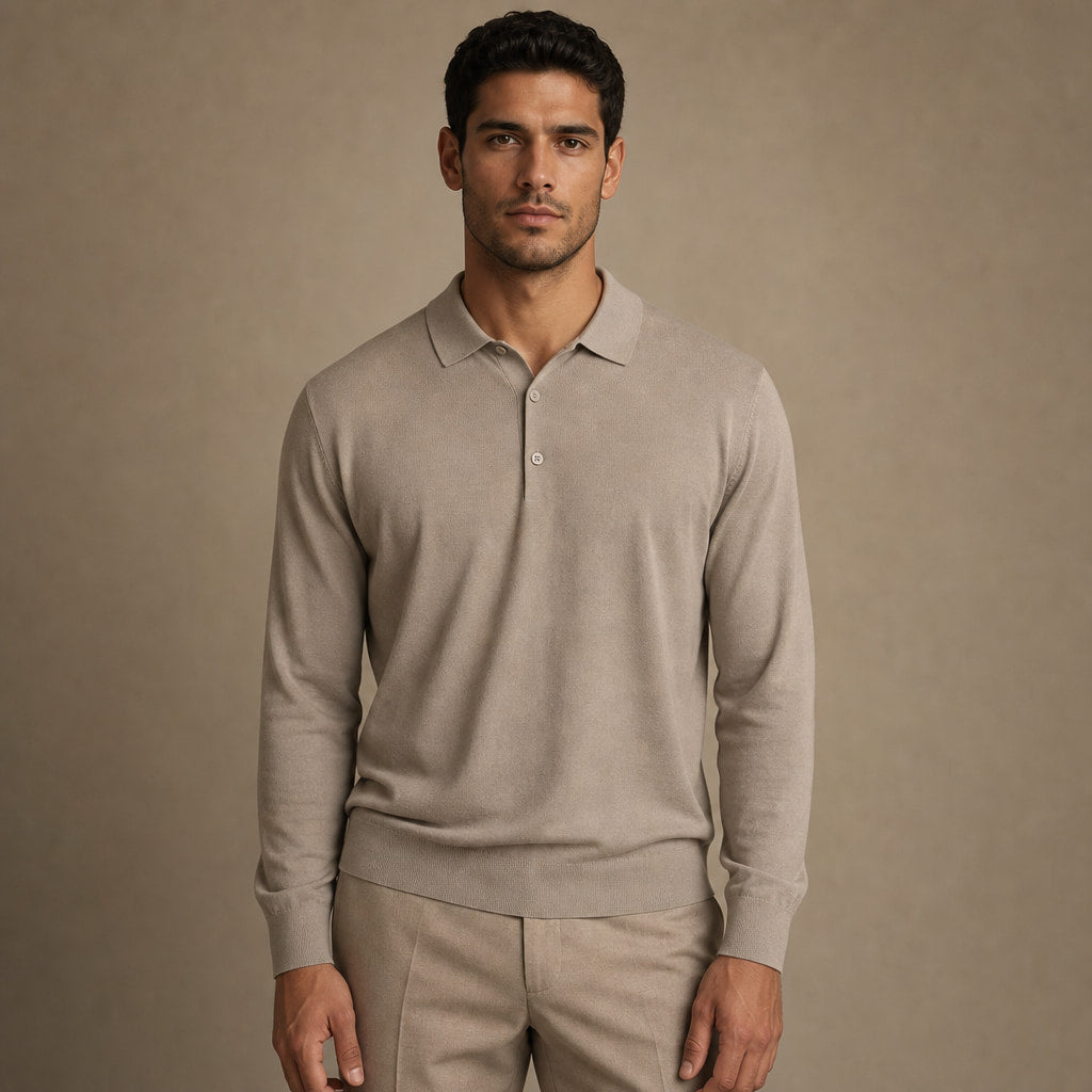 Wetherby Wool Polo in Khaki – Tarlano Premium Menswear