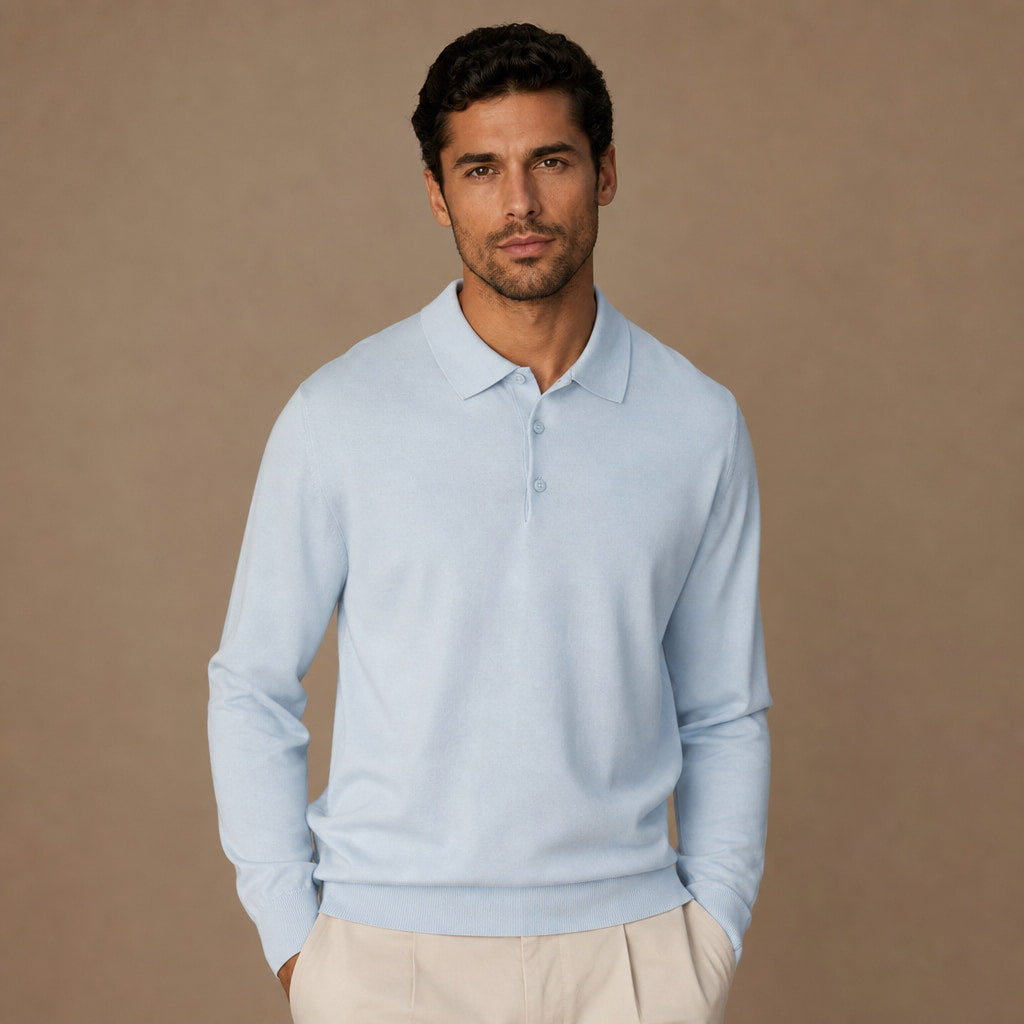 Wetherby Wool Polo Powder Blue – Product Photo