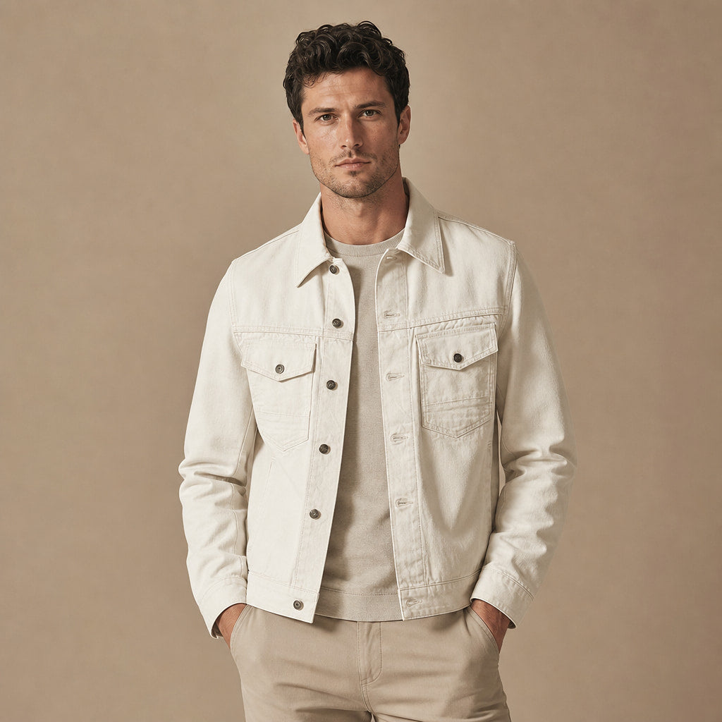 Whitby Trucker Jacket Cream – Product Photo