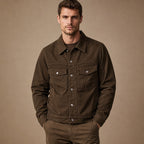 Whitby Trucker Jacket Dark Brown – Product Photo