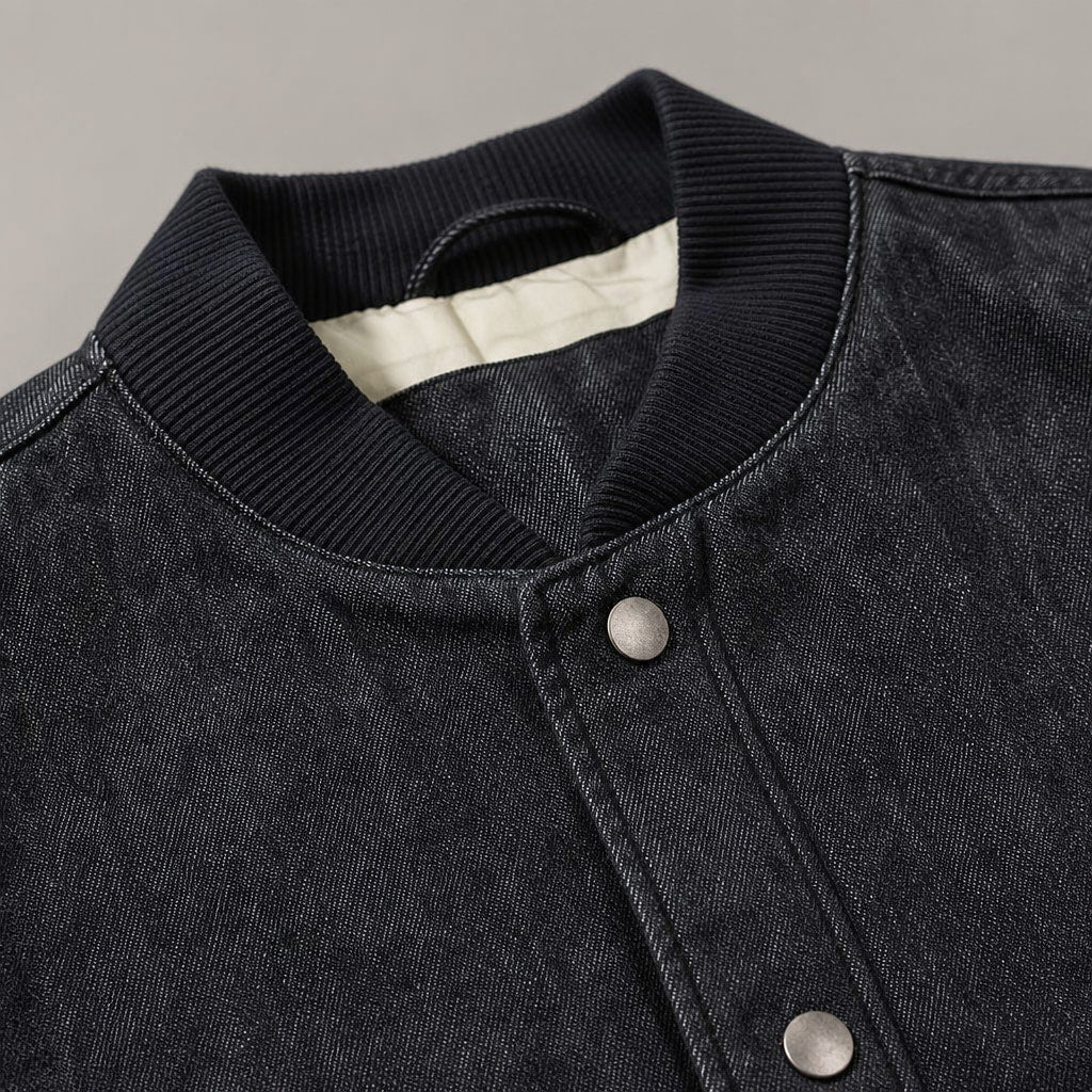 Winslow Raw Denim Bomber – Fabric and Detail Close-Up