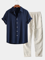 Stand collar tracksuit set in navy polyester blend – TARLANO