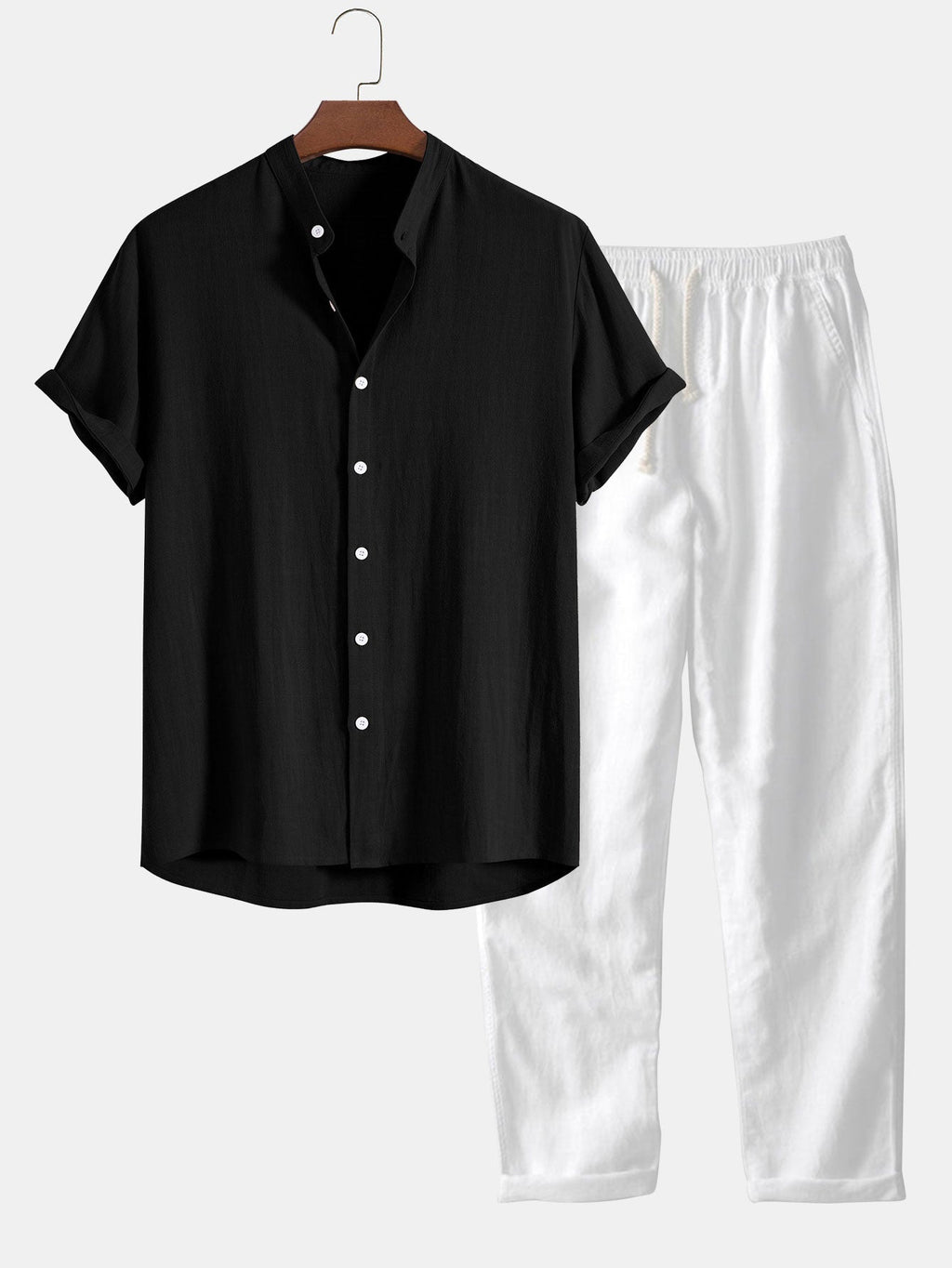 Tracksuit Men Polyester Blend Stand Collar Short Sleeve Set – Ronvel
