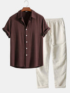 Tracksuit Men Polyester Blend Stand Collar Short Sleeve Set – Ronvel