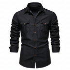 Cotton Denim Shirt Slim Fit Long Sleeve Adaptive – Lorne